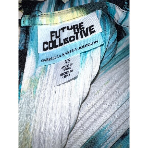 Sleeveless Pleated Maxi Paisley Dress XS By Future Collective High Ruffle Neck - Picture 4 of 6